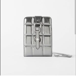 Zara Padded Silver Quilted Crossbody Bag